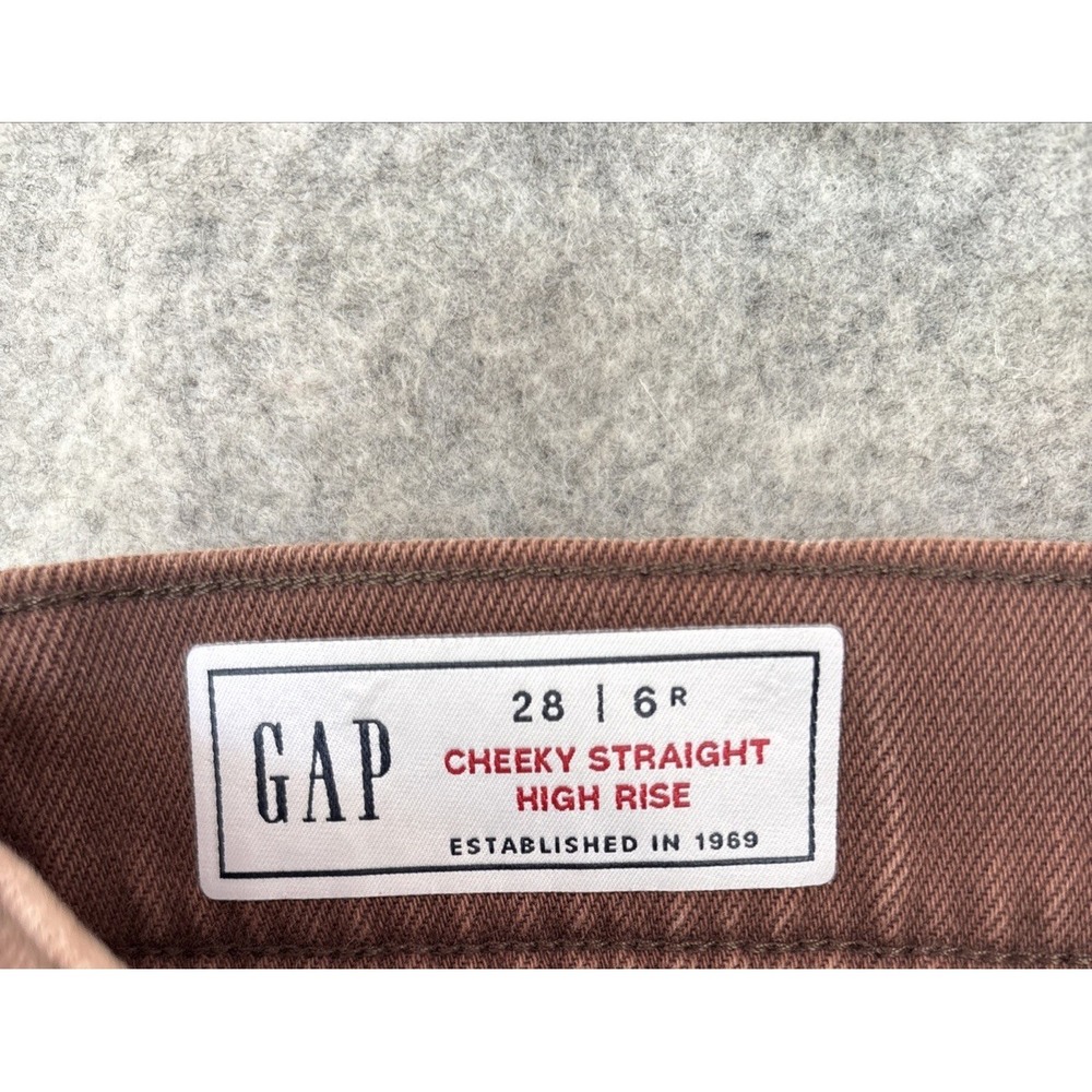 GAP Cheeky Straight Jeans Womens 28 Brown High Rise Raw Hem Button Fly Denim - Picture 3 of 16
